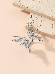 1pc Rock-like Texture Butterfly Design Open Ring, Suitable For Women Daily Wear - Silver - View 2