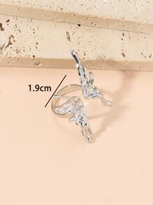 1pc Rock-like Texture Butterfly Design Open Ring, Suitable For Women Daily Wear - Silver - View 3