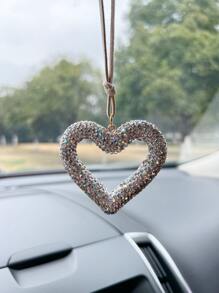 1pc Rhinestone Heart Design Car Hanging Ornament - Multicolor - View 2