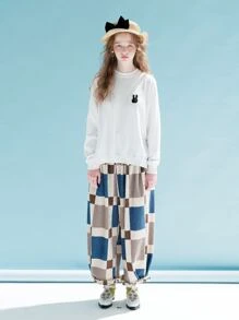 Cartoon Graphic Drop Shoulder Sweatshirt - White - View 1