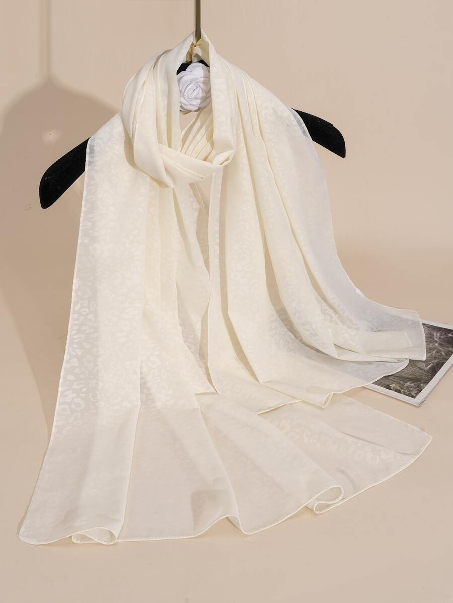 1pc Women Leopard Pattern Chiffon Fashionable Scarf For Daily Life - Beige - View 1