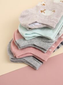 5双卡通图案踝袜，秋季袜子 - 彩色 - 查看 4