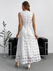 Aveloria Vestido sin manga unicolor con cremallera trasera - Blanco - Ver 2