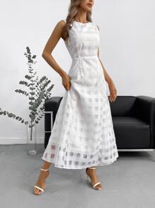 Aveloria Vestido sin manga unicolor con cremallera trasera - Blanco - Ver 4