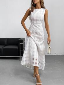 Aveloria Vestido sin manga unicolor con cremallera trasera - Blanco - Ver 5