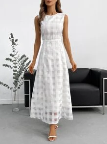 Aveloria Vestido sin manga unicolor con cremallera trasera - Blanco - Ver 6