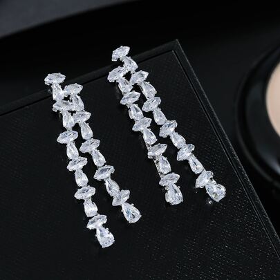Cubic Zirconia Tassel Drop Earrings