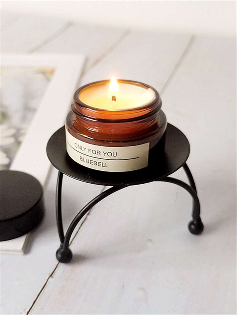 1 cái Mini Hình học Tròn Sắt Nến Chủ Trang Trí Máy Tính Để Bàn, Trang Trí Phòng, Quà Tặng - màu đen - Xem 1