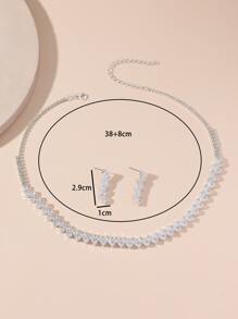 Rhinestone Decor Necklace & Drop Earrings - Silver - View 4