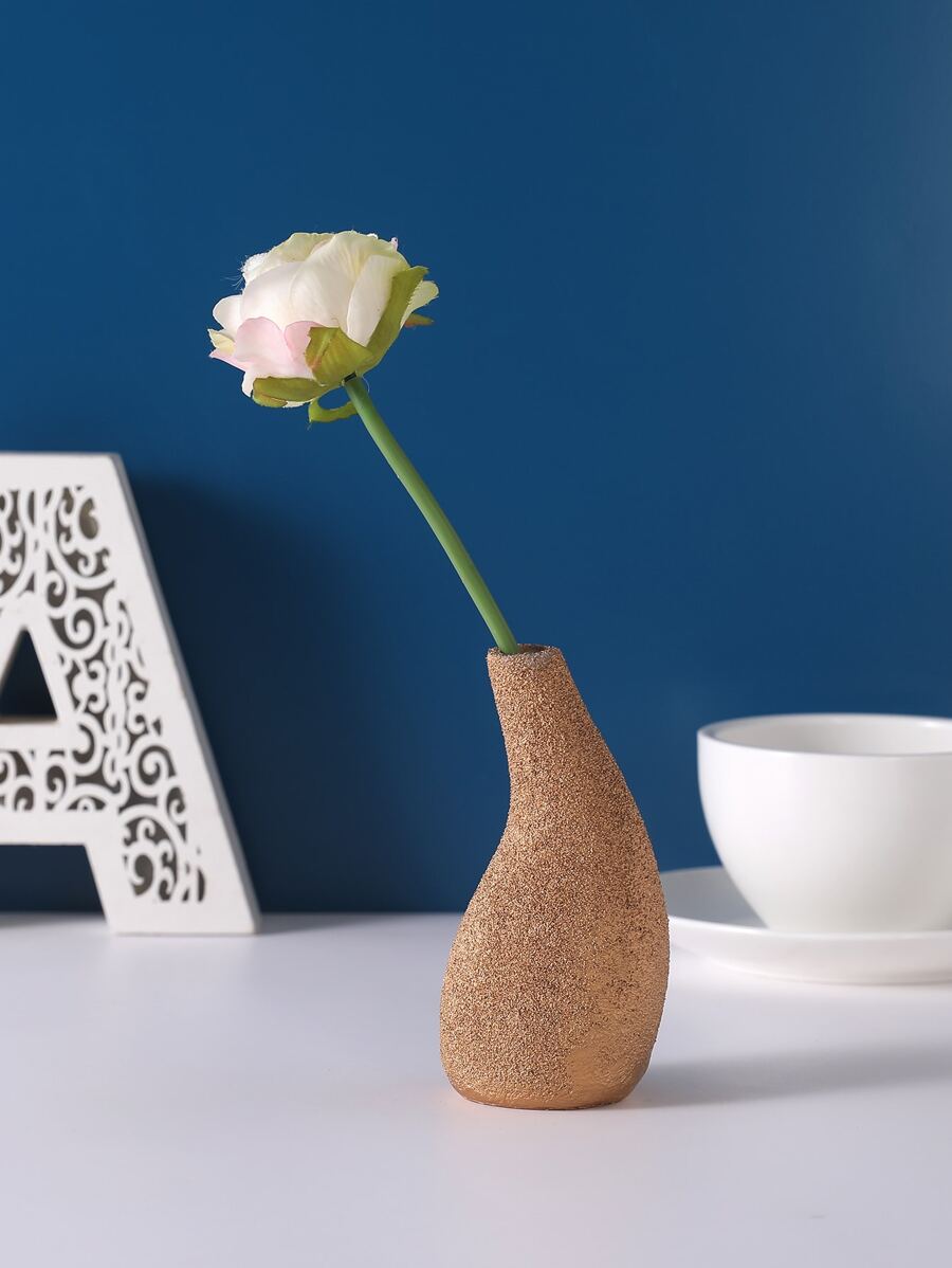 1pc Wooden Pattern Flower Vase - Gold - View 1