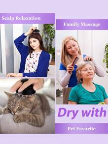 1pc Two Tone Massage Hair Washing Brush,Bag,Organizer,Storage,Hair Clips - Pink - View 3