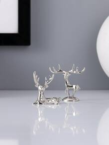 2 đồ trang trí hình con nai bằng sắt, dùng để trang trí nhà cửa, phòng khách, phòng ngủ, phòng học, tiệc cưới, trang trí không khí ngày lễ, ngày lễ tình nhân, quà cưới, quà tặng ngày lễ tốt nhất, trang trí giá trưng bày - Bạc - Xem 5