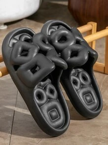 Men Cut Out Single Band Open Toe Slides Fashion Black Slides - Black - View 1