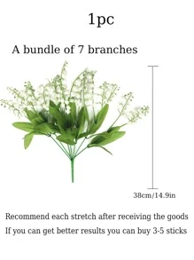 1 件婚禮新娘手持風鈴草,餐桌裝飾,7 枝支架,逼真白百合 - 白色 - 查看 3