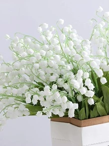 1 件婚禮新娘手持風鈴草,餐桌裝飾,7 枝支架,逼真白百合 - 白色 - 查看 4