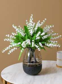 1 件婚禮新娘手持風鈴草,餐桌裝飾,7 枝支架,逼真白百合 - 白色 - 查看 5