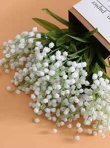 1 件婚禮新娘手持風鈴草,餐桌裝飾,7 枝支架,逼真白百合 - 白色 - 查看 6