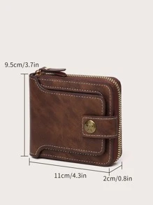 简约时尚复古商务风格 PU 钱包零钱包小拉链 ID 窗口女士钱包迷你轻便拉链便携式信用卡现金槽简约时尚现代商务周年纪念情人节生日礼物礼物情侣女士女孩女士女士礼物男士钱包钱包小钱包男士钱包皮革 - 咖啡棕 - 查看 6