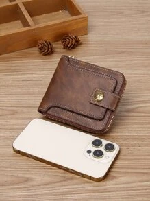 简约时尚复古商务风格 PU 钱包零钱包小拉链 ID 窗口女士钱包迷你轻便拉链便携式信用卡现金槽简约时尚现代商务周年纪念情人节生日礼物礼物情侣女士女孩女士女士礼物男士钱包钱包小钱包男士钱包皮革 - 咖啡棕 - 查看 7