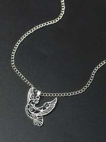 Men Bird Pendant Necklace - Antique Silver - View 4
