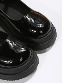 Mujer Zapatos mary jane con diseño de hebilla plataforma preppy negro - Negro - Ver 6