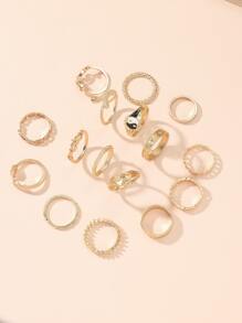 花和蛇設計圓環 - 金黃色 - 查看 2