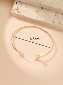 圓形和月亮裝飾開口手鐲 - 金黃色 - 查看 3