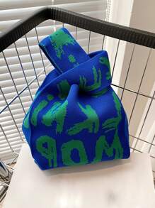 Bolso de ganchillo mini con estampado de letra - Multicolor - Ver 4