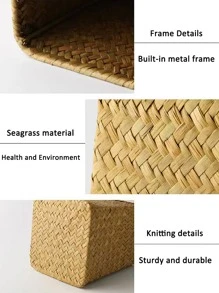 1 Bình/Giỏ Hoa Khô Phong Cách Bắc Âu Cổ Điển Dệt Bằng Cỏ Biển Và Trang Trí Trong Phòng Khách, Trang Trí Nhà Cửa, Bình Hoa, Trung Tâm, Trang Trí Bàn - gừng - Xem 4