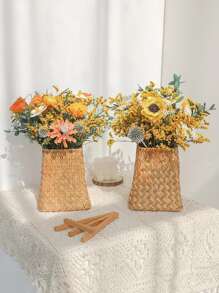 1 Bình/Giỏ Hoa Khô Phong Cách Bắc Âu Cổ Điển Dệt Bằng Cỏ Biển Và Trang Trí Trong Phòng Khách, Trang Trí Nhà Cửa, Bình Hoa, Trung Tâm, Trang Trí Bàn - gừng - Xem 6