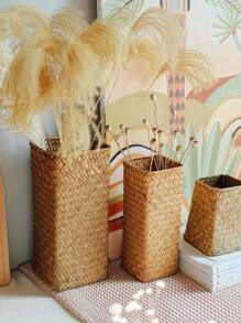 1 Bình/Giỏ Hoa Khô Phong Cách Bắc Âu Cổ Điển Dệt Bằng Cỏ Biển Và Trang Trí Trong Phòng Khách, Trang Trí Nhà Cửa, Bình Hoa, Trung Tâm, Trang Trí Bàn - gừng - Xem 7