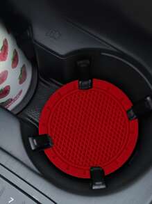 2 piezas Posavasos de coche anti deslizante redondo - Rojo - Ver 6
