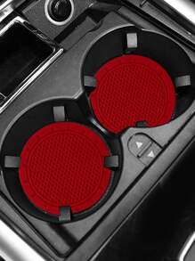 2 piezas Posavasos de coche anti deslizante redondo - Rojo - Ver 1