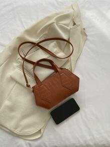 Crocodile Embossed Double Handle Novelty Bag - Brown - View 4