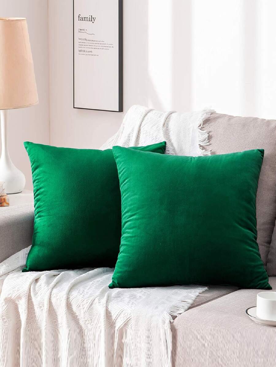 1 vỏ đệm chắc chắn không có chất độn - Màu xanh lá cây đậm - Xem 1