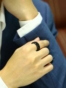 時尚流行4入組男士鏈條裝飾戒指不銹鋼朋克嘻哈風格適合珠寶禮物和時尚外觀 - 彩色 - 查看 2