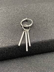 1pc Men's Stainless Steel Street Style Casual Earring - Silver - View 1