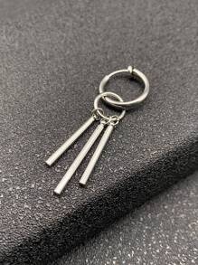 1pc Men's Stainless Steel Street Style Casual Earring - Silver - View 2