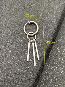 1pc Men's Stainless Steel Street Style Casual Earring - Silver - View 3