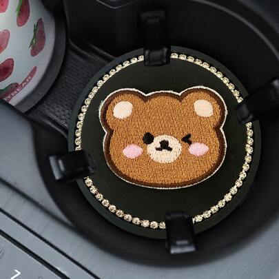 1入組熊圖案汽車杯墊