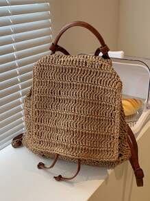 Anti Theft,Lightweight,Portable Drawstring Design Flap Straw Bag,Perfect For Summer Beach Travel Vacation For Teen Girls Women College Students Perfect for School,Outdoors, Travel, Outings,Holiday