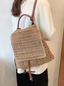 Anti Theft,Lightweight,Portable Drawstring Design Flap Straw Bag,Perfect For Summer Beach Travel Vacation For Teen Girls Women College Students Perfect for School,Outdoors, Travel, Outings,Holiday