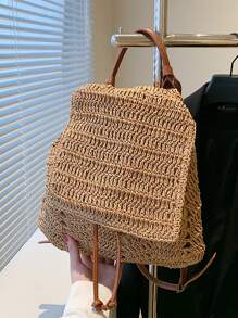 Anti Theft,Lightweight,Portable Drawstring Design Flap Straw Bag,Perfect For Summer Beach Travel Vacation For Teen Girls Women College Students Perfect for School,Outdoors, Travel, Outings,Holiday