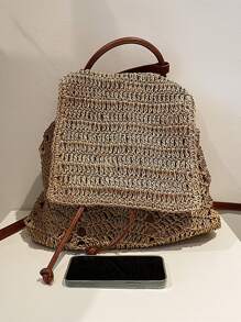 Anti Theft,Lightweight,Portable Drawstring Design Flap Straw Bag,Perfect For Summer Beach Travel Vacation For Teen Girls Women College Students Perfect for School,Outdoors, Travel, Outings,Holiday