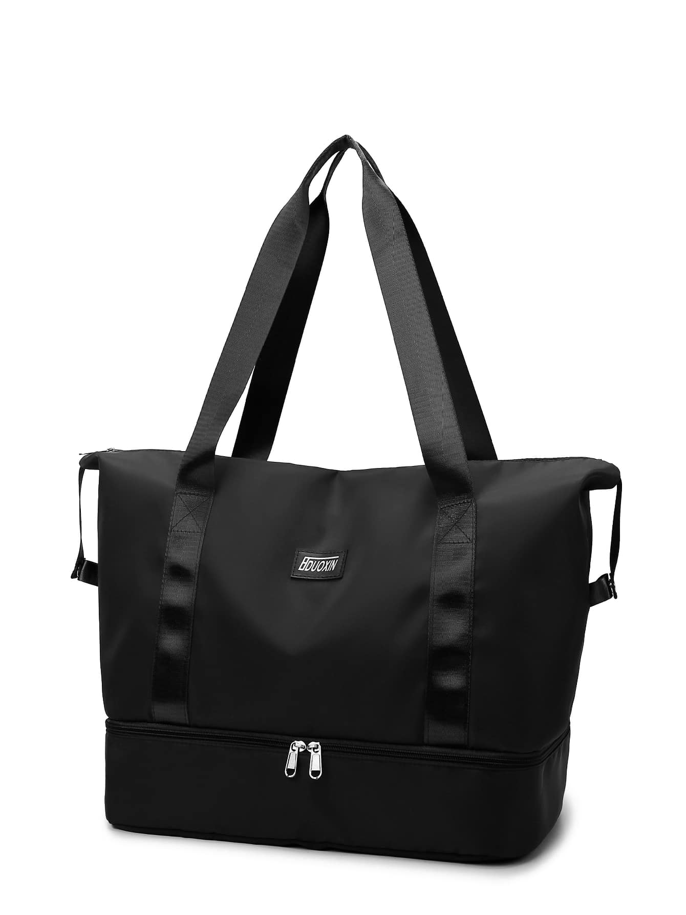 Water Resistant Travel Bag With Wet Dry Separated Pockets, Expandable Duffle Bag With Shoe Compartment, Suitable For Travel & Sports - Black - View 1