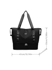 Water Resistant Travel Bag With Wet Dry Separated Pockets, Expandable Duffle Bag With Shoe Compartment, Suitable For Travel & Sports - Black - View 3