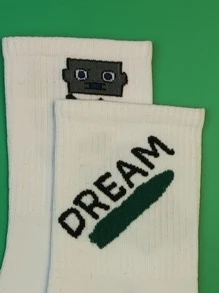 6pairs Men Letter Graphic Crew Socks