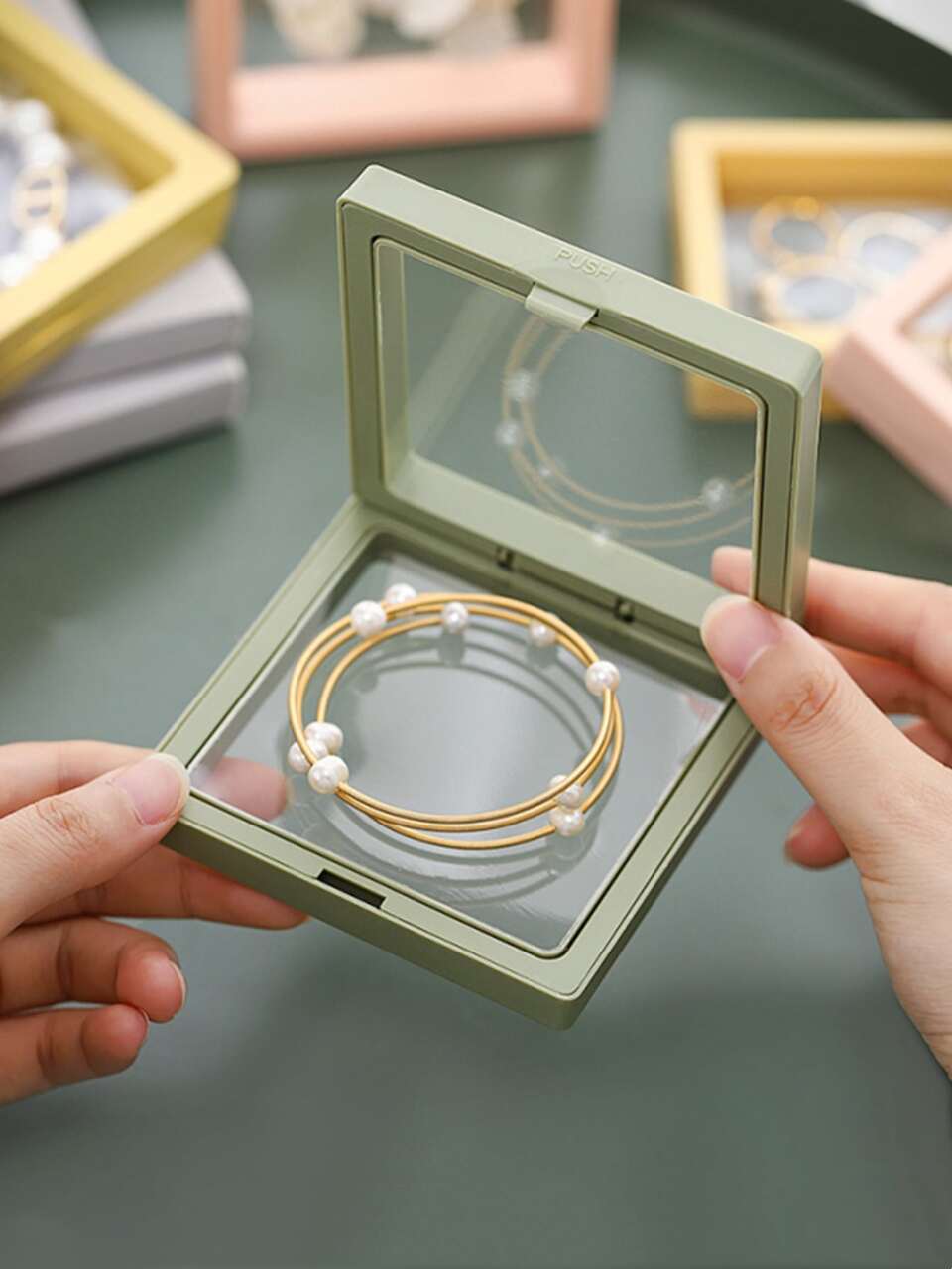 1pc ABS Jewelry Box, Minimalist Clear Square Anti-oxidation Jewelry Storage Case For Necklace, Earring, Ring