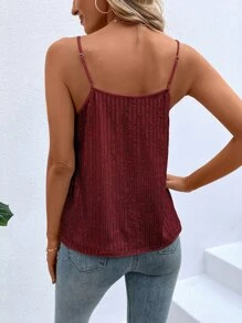 SHEIN Privé Chain Detail Sequin Cami Top - Burgundy - View 2