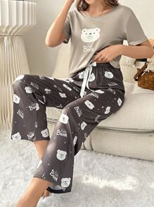 Bộ áo thun và quần PJ họa tiết hoạt hình / Bộ Pyjama - Nhiều màu - Xem 3